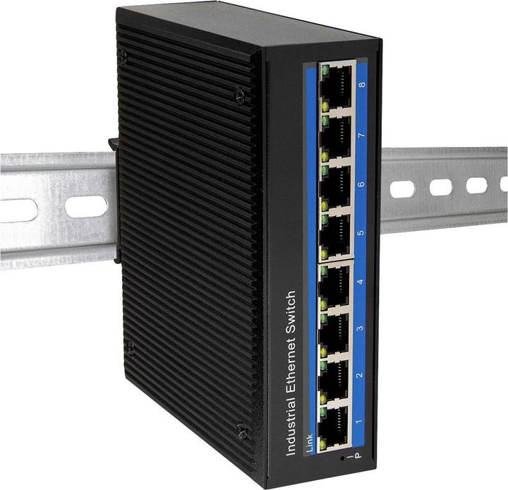 Produktbild LogiLink NS203 Industrieller Gigabit Ethernet Switch 8-Port 10/100/1000 Mbps Hutschienenmontage (8 Ports)