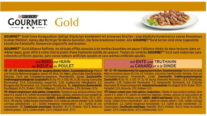 Valori nutrizionali e ingredienti Gourmet Composizioni raffinate (Adulto, 4 pz., 85 g)