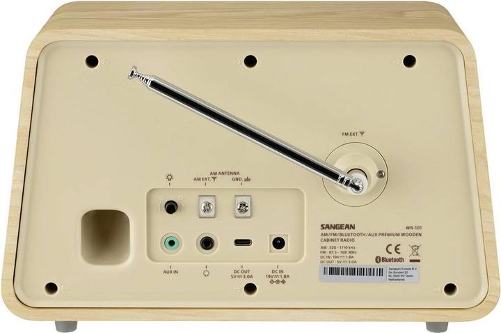 Image du produit Sangean Premium Wooden Cabinet WR-101 Radio de bureau AM, FM Bluetooth®, AUX, FM Bois (clair) (VHF, AM, FM, Bluetooth)