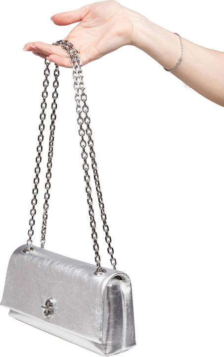 Actual product image Marc Jacobs laminated leather wallet bag silver color