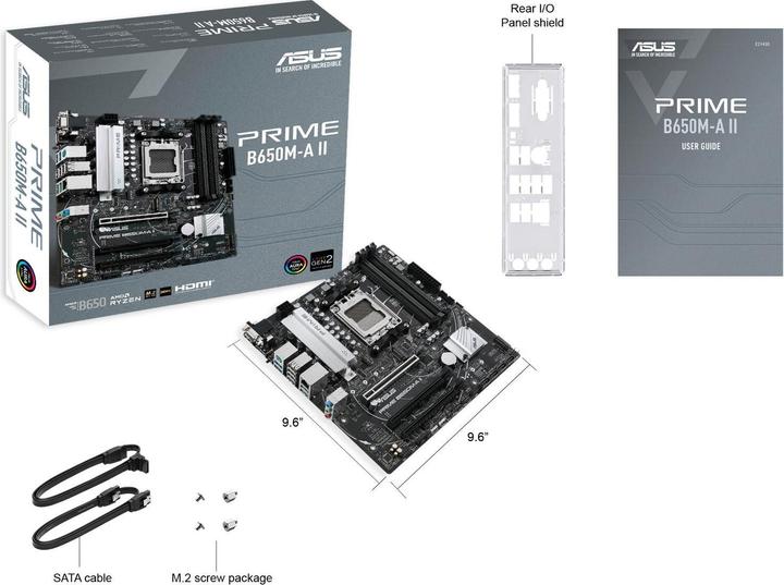 Productafbeelding ASUS MB PRIME B650M-A II (AMD, AM5, DDR5, mATX) (AM5, AMD B650, mATX)