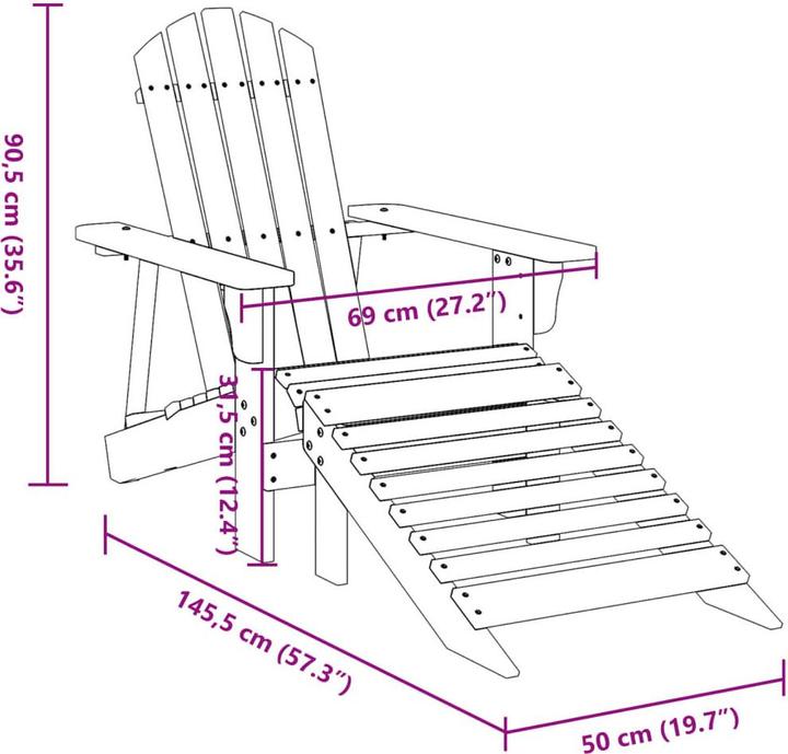 Produktbild VidaXL Adirondack-Stuhl mit Fussstütze