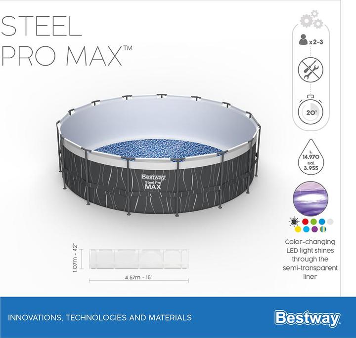 Produktbild Bestway Stee Por Max Pool Set 457x107cm (Ø 457 x 107cm)