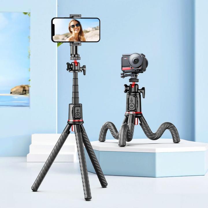 Produktbild Tech-Protect L07S Bluetooth selfie stick with flexible tripod up to 54cm and 360 head - black