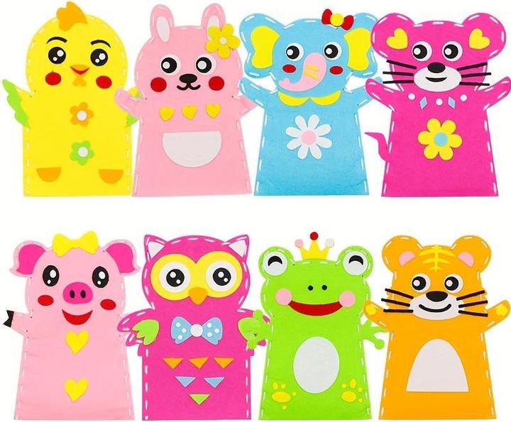 Image du produit Activity Board Animaux non tissés fabriqués à la main, marionnettes à main pour enfants, jouets à main pour l'art
