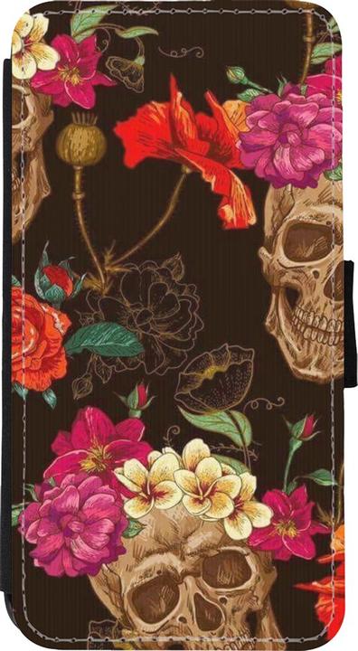 Actual product image PhoneLook Cover Wallet black Skulls and flowers (Apple iPhone XS Max)