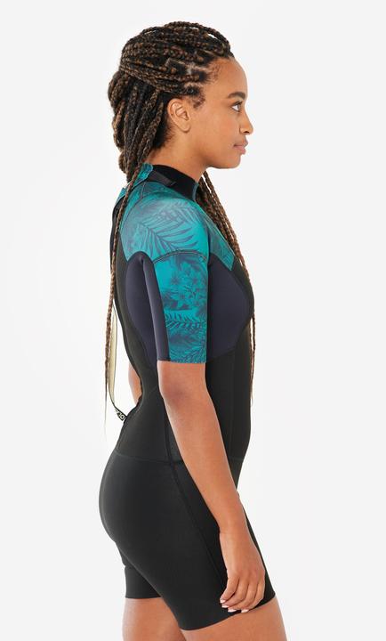 Produktbild Olaian Neopren Shorty Surfen Damen kurzarm Rückenreissverschluss 500 1,5 Mirage schwarz (1 mm, L)