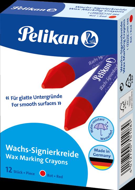Image du produit Pelikan Craie de signature à la cire 772, rouge, diamètre : 12 mm convient pour les surfaces lisses comme (Rouge, 12 x)