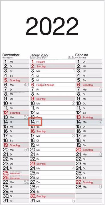 Produktbild Bühner 3-Monatskalender (A2, Kein Einband, Deutsch)