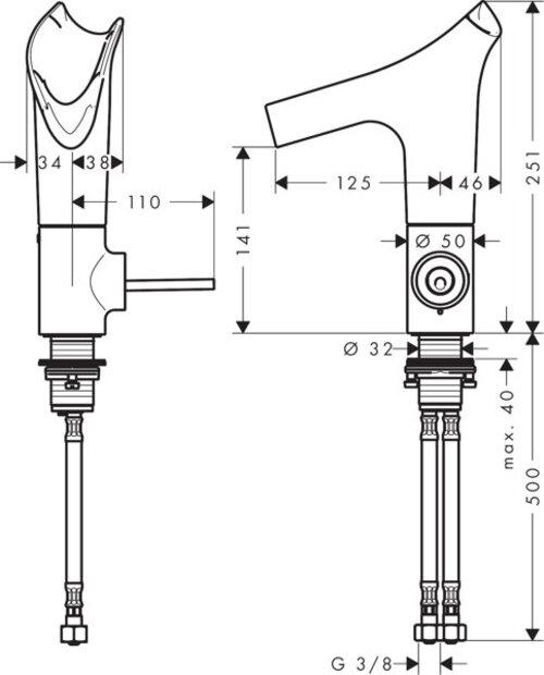 Produktbild hansgrohe AXOR Starck V Einhebel-Waschtischmischer 140 mit Glasauslauf und Ablaufgarnitur