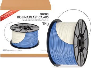 Image du produit Hamlet Bobine de filament ABS thermosensible pour imprimantes 3D 3D 3DX100 : change de couleur à la chaleur (ABS, 1.75 mm, 1000 g, Blanc, Bleu)