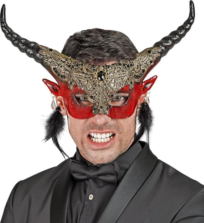 Image du produit Widmann Commedia Dell'Arte Masque Diable rouge avec cornes