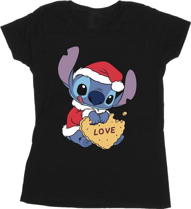 Disney Lilo And Stitch Christmas Love Biscuit TShirt (L)