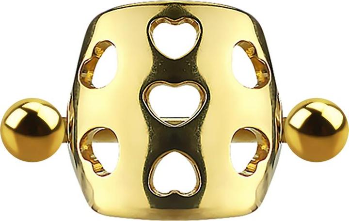 Actual product image Star Piercing Micro Barbell Manschette gelocht mit Herzen vergoldet (Surgical steel 316L, without brass)