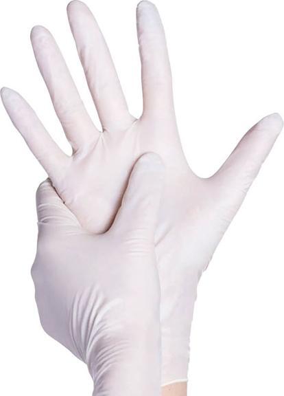 Produktbild Ampri Einweghandschuhe Basic Plus Grösse L hellbeige Latex EN 455 PSA-Kategorie I (L)