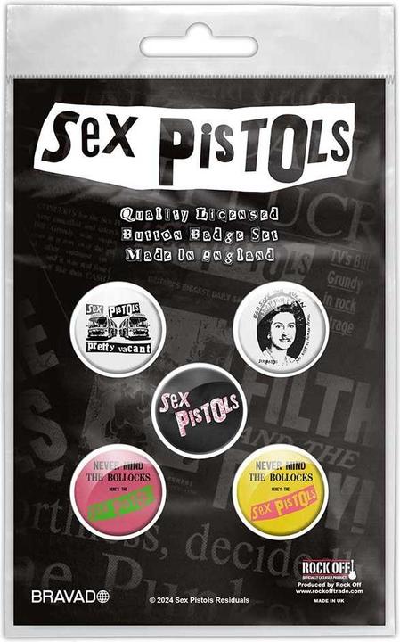 Actual product image Never Mind The Bollocks Badge Set (Pack of 5)