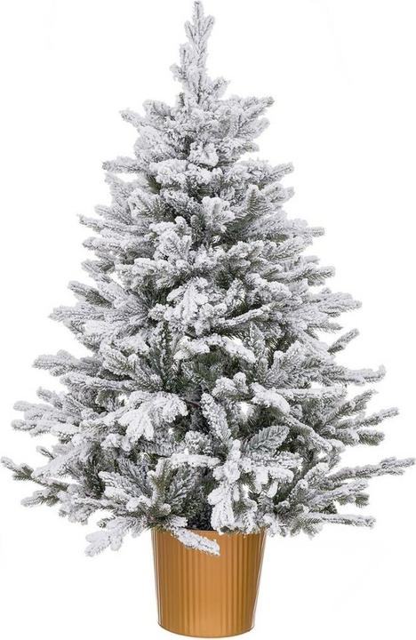 Produktbild BigBuy Weihnachtsbaum Gold Polyäthylen Verschneit 82 x 82 x 120 cm (120 cm)