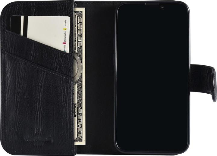 Pierre Cardin Case iPhone 13 Mini - Genuine leather book case black & 6 card slots (Apple iPhone 13 mini)
