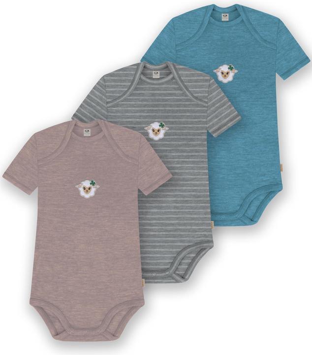Normani 3er Set Baby Merino Body Kurzarm „Tauranga" - 9299