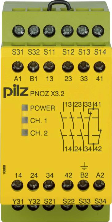 Immagine prodotto Pilz GmbH & Co. KG Interruttore di emergenza 230AC24DC3n/o1n/c1so PNOZ X3.2#774309