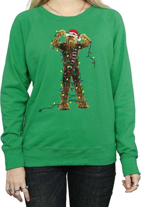 Actual product image Star Wars Womens/Ladies Chewbacca Christmas Lights Sweatshirt (S)