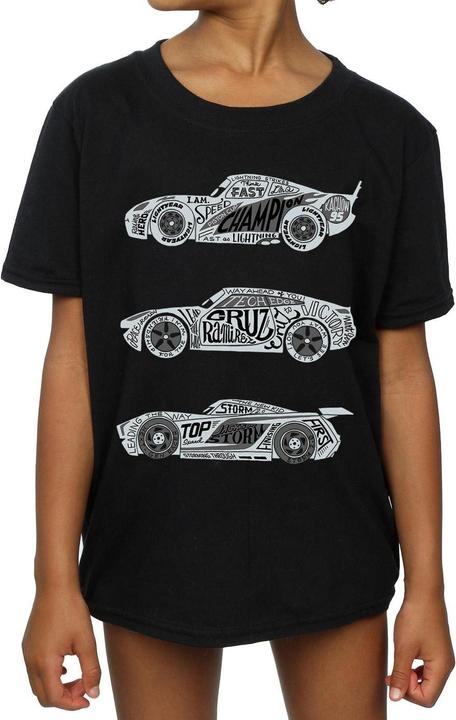 Actual product image Disney Girls Cars Text Racers Cotton T-Shirt (152, 158)