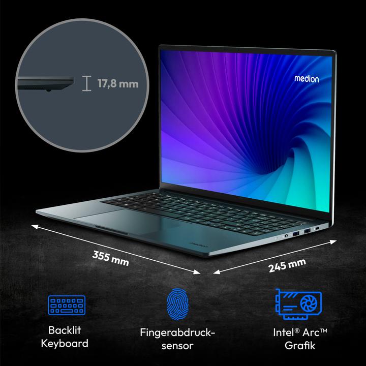 Image du produit Medion S10 OLED Laptop (16", Intel Core Ultra 7 155H, 16 Go, 1000 Go)