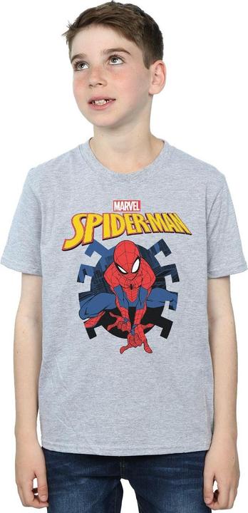 Actual product image Boys Spider-Man Web Shooting Emblem Logo T-Shirt (140, 146)