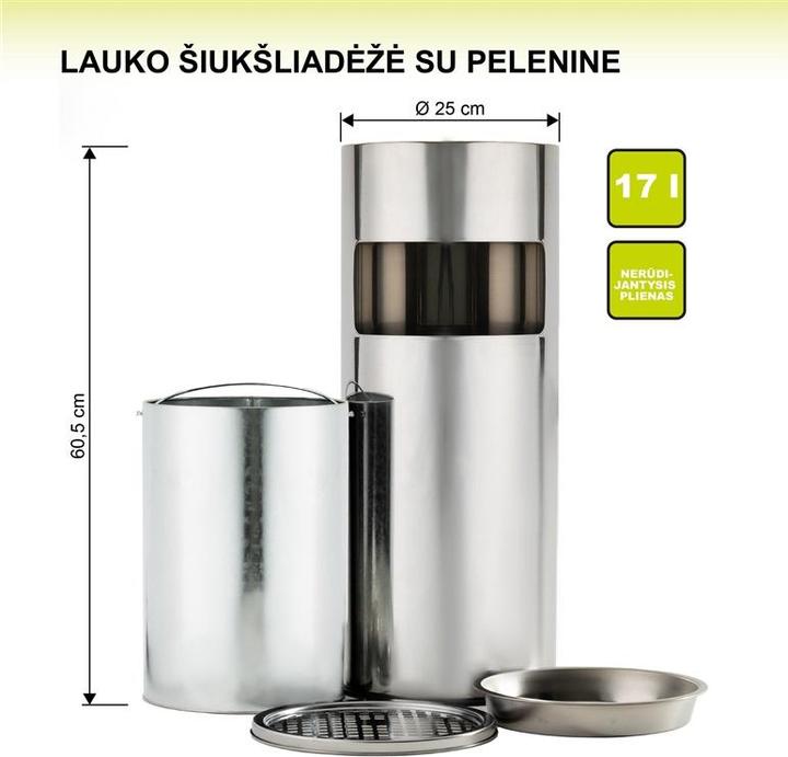 Actual product image Okko ROUND TRASH BIN WITH ASHTRAY T-Y0617S