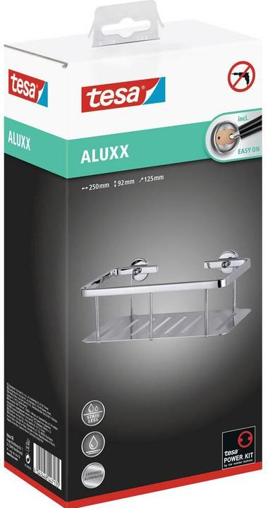 Actual product image tesa ALUXX shower basket incl. adhesive solution without drilling (9 x 13 x 26.5 cm)