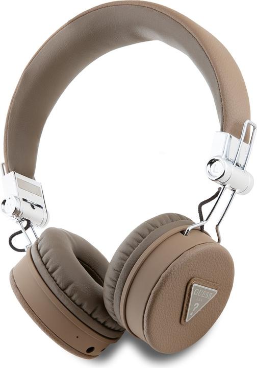 Actual product image Guess PU Grained Triangle Logo ENC Wireless Headphones Bluetooth Headset - Brown (ANC, 32 h, Wireless)