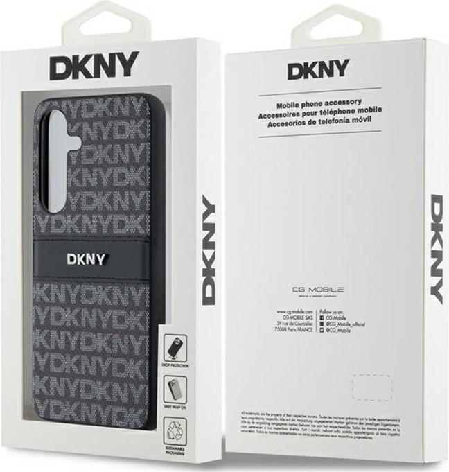 Immagine prodotto DKNY DKHCMPRTHSLK + S926 valigetta rigida in pelle Mono Stripe & Logo in metallo (Samsung Galaxy S24+)