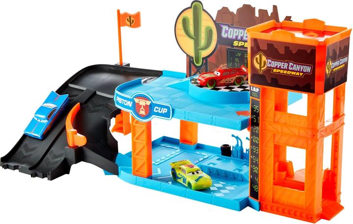 Actual product image Mattel Glow Racers Copper Canyon Glowing Garage Playset