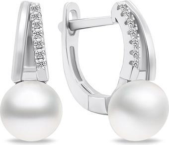 Brilio Silver - Unique silver earrings with pearls and zircons EA675W
