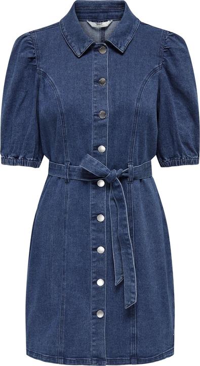 Produktbild Only Normal geschnitten Rundhals Elastische Bündchen Puffärmel Kurzes Kleid Jeanskleid (L)
