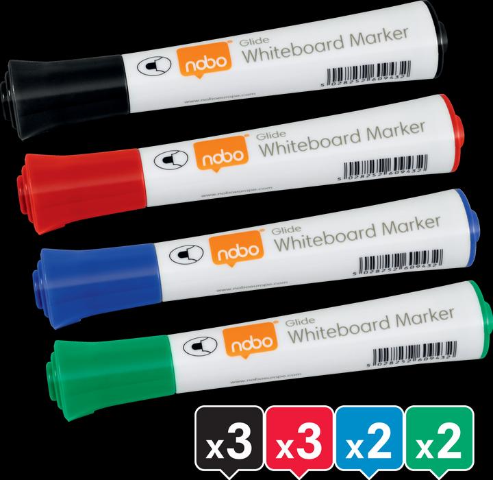 Image du produit Nobo Marqueur de planche Glide (Noir, Rouge, Bleu, Vert, 2 mm, 10 x)