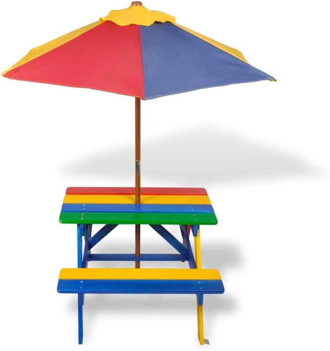 Immagine prodotto VidaXL Tavolo da pic-nic per bambini con ombrellone