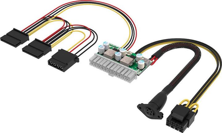 Actual product image Akasa Compact Power 200W DC-to-DC ATX Adapter with 4-pin Power DIN for Small Form Factor Chassis (200 W)