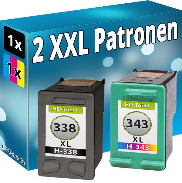 Produktbild Druckfuxx 2x DRUCKER PATRONEN für HP 338 343 OfficeJet 6205 6210 7210 7310 7410