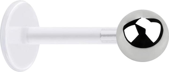 Star Piercing Micro Labret transparent mit Kugel silber (Chirurgenstahl 316L, ohne Messing, Bioflex)
