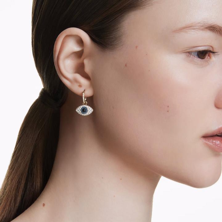 Actual product image Swarovski Symbolica Drop Earrings Evil Eye Blue Gold (Swarovski Metal)