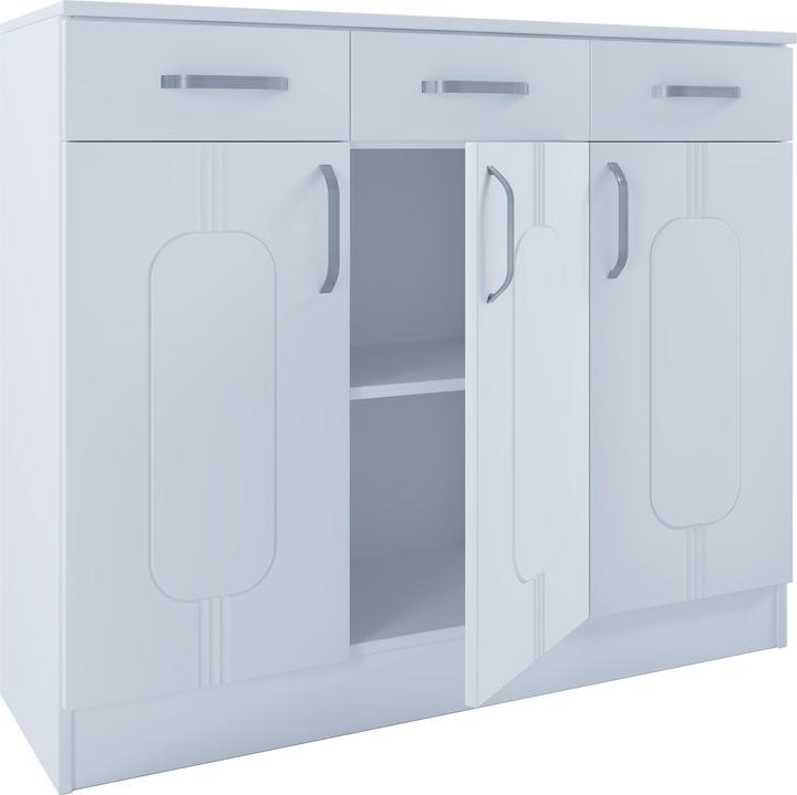 Produktbild VCM Holz Kommode Sideboard Highboard Anrichte Schrank Balia 3 Schublade Drehtüren (105 x 36 x 89 cm)