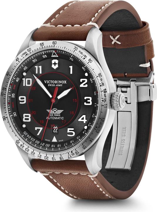 Image du produit Victorinox Airboss Mecha 42, cadran BLK, bracelet en cuir BRN (Montre pilote, 42 mm)