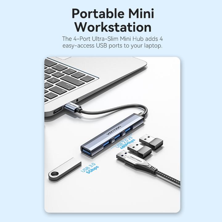 Produktbild Vention Mini Hub USB 3.0 to USB 3.0/3x2.0 CKOHB 0.15m (USB-C, 4 Ports)