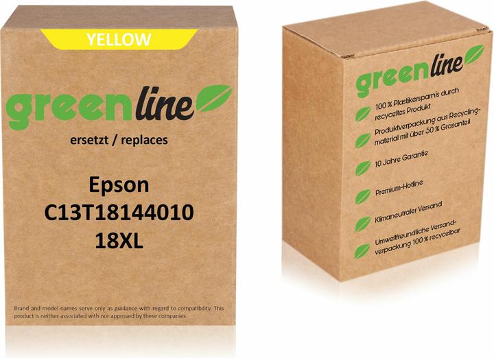 Actual product image Inkadoo Printer cartridges greenline replaces Epson C 13 T 18144010 / 18XL ink cartridge, yellow Yellow (Y)
