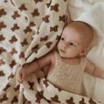 Actual product image Babyly Musselin Pucktuch Swaddle Bären 100x100 (100 cm, 100 cm)
