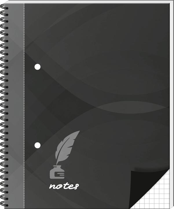 Produktbild Rnk Spiral Notizbuch "notes carbon black", DIN A5, kariert, 96 Blatt (A5, Kariert, Harter Einband)