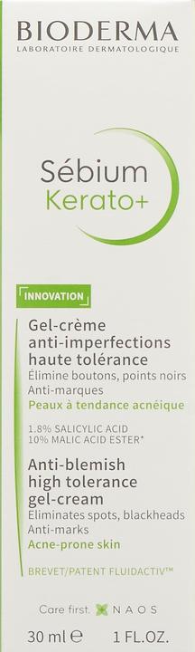 Nutritional values and ingredients Bioderma Sébium KERATO+ (30 ml, Day cream)