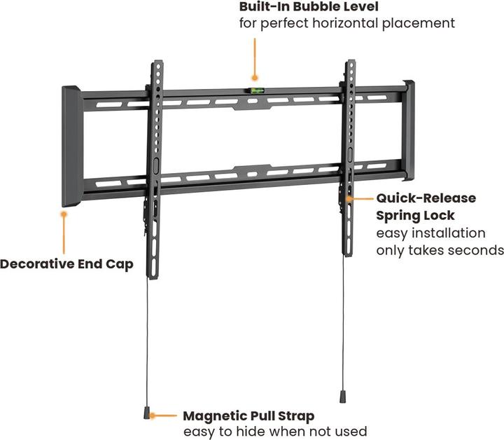 Value Staffa da parete per TV, distanza dalla parete di 27 mm (Muro, 90", 75 kg)