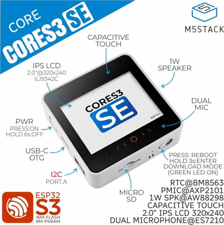 Actual product image M5Stack CoreS3 SE ESP32S3 IoT development kit